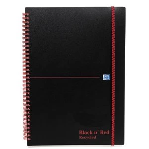Black n Red A5 Poly Cover Wirebound Notebook 90gm2 140 Pages Ruled Recycled Pack of 5