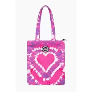 Heart Hippy Tie Dye Tote Bag (One Size) (Pink/Purple/White) - Pink/Purple/White - Hype
