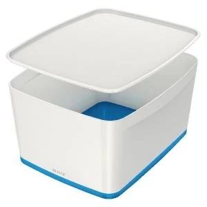 Leitz MyBox Large Storage Box With Lid WhiteBlue 52161036