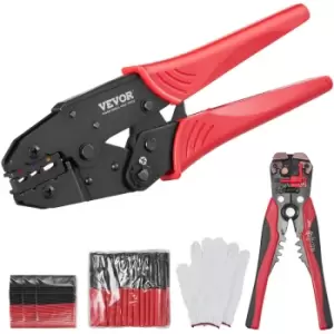 Crimping Tool, AWG22-10 Heat Shrink/Nylon/Insulated Terminal Crimper, Labor-Saving Ratcheting Wire Crimp Pliers with a Pair Of Gloves, a Wire