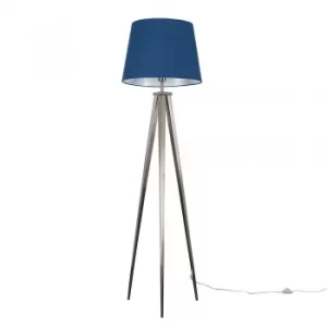 Nero Floor Lamp with XL Navy Blue Aspen Shade