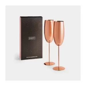 Vonshef - BTFY Champagne & Prosecco Flute Glass Copper, Set of 2 Stainless Steel with Gift Box