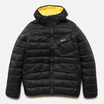 Barbour International Boys' Ouston Hooded Quilted Jacket - Black/Yellow - S (6-7 Years)