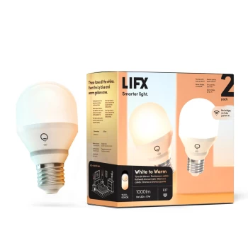 LIFX White to Warm WiFi LED Smart Bulb - E27 Edison, Twin Pack
