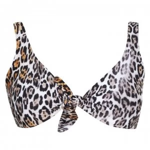 Guess Guess Leopard Halter Neck Bikini Top - Brown P1H6