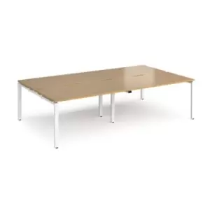Bench Desk 4 Person Rectangular Desks 2800mm Oak Tops With White Frames 1600mm Depth Adapt