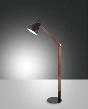 Sveva Task Floor Lamp Black / Walnut Glass, E27
