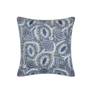 Zoffany Suzani Embroidered Cushion 50cm x 50cm, Como Blue