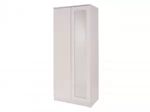 GFW Ottawa White High Gloss 2 Door 1 Mirror Double Wardrobe Flat Packed