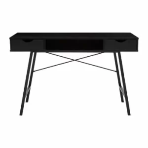 Interiors by PH 2 Drawer Desk with Metal Frame, black