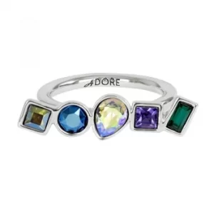 Ladies Adore Silver Plated Mixed Crystal Ring Size N