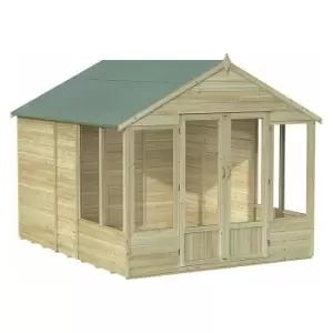 8' x 10' Forest Oakley Double Door Apex Summer House (2.61m x 3.01m) - Natural Timber