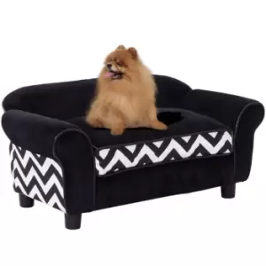 PawHut Dog Sofa Cat Couch Bed for XS Dogs w/ Removable Sponge Cushion - Black - Black