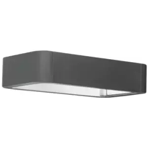 Henderson 2 Light Outdoor Up Down Wall Lamp Dark Grey Aluminium Glass LED 2x6W 1150Lm 3000K IP54 2 Sides Light - Merano