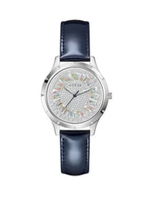 Guess Guess Glamour Genuine Leather Ladies Watch, Navy, Women