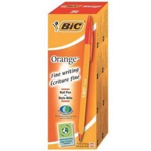 Bic Orange Fine Ballpoint Pen 0.8mm Tip 0.3mm Line Red Pack of 20