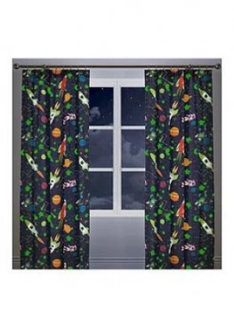 Bedlam Supersonic Glow In The Dark Lined Pleated Curtains