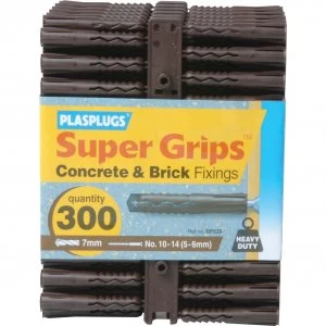 Plasplugs Heavy Duty Super Grips Concrete and Brick Fixings Pack of 300