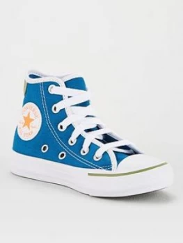 Converse Chuck Taylor All Star Hi Childrens Trainers, Blue/White, Size 1