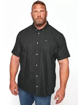 BadRhino Essential Short Sleeve Oxford Shirt - Black, Size 5-6Xl, Men