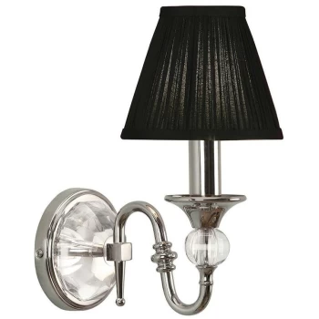 Interiors 1900 Lighting - Interiors Polina Nickel - 1 Light Indoor Candle Wall Light Polished Nickel Plate with Black Shade, E14