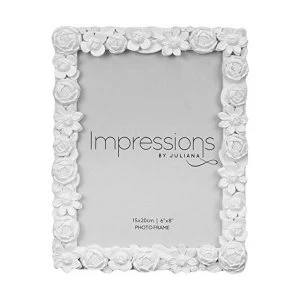 6" x 8" - Impressions White Resin Floral Photo Frame
