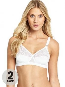 Playtex Lace Soft Cup Bras (2 Pack), White/Nude, Size 42, Women