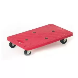 Red Plastic Platform Dolly 100kg Capacity - 110 x 400 x 600mm