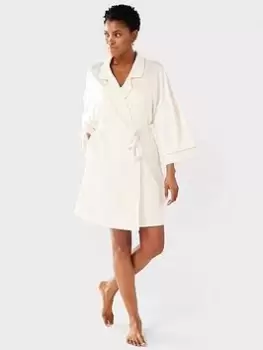 CHELSEA PEERS Chelsea Peers Kimono Robe with Lace Cuff, Off White, Size 16, Women