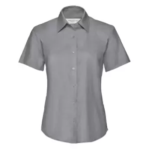 Russell Collection Ladies/Womens Short Sleeve Easy Care Oxford Shirt (M) (Silver Grey)