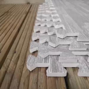 8 Piece Grey Wood Effect EVA Foam Floor Protective Floor Tiles / Mats 60x60cm Each Set For Gyms, Kitchens, Garages, Camping, Kids Play Matting, Floori