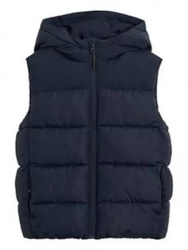 Mango Boys Quilted Hooded Gilet - Navy, Size Age: 7-8 Years