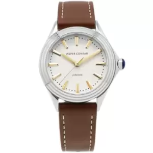 Ladies Jasper Conran London 32mm Watch with a Silver Dial and a Tan Leather strap