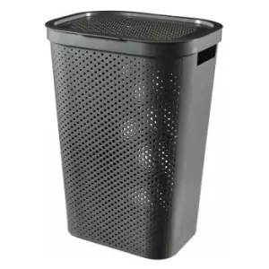 Curver Recycled Infinity Dots Laundry Hamper 60L Dark Grey - 248905