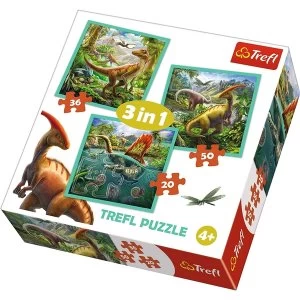 3 In 1 The Extraordinary World Of Dinosaurs Jigsaw Puzzle - 50 Pieces