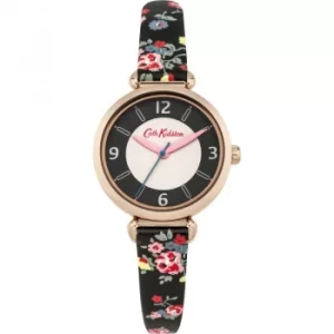 Ladies Cath Kidston Kew Sprig Charcoal Strap T-Bar Watch