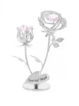Crystocraft Crystocraft Chrome Plated Rose & Rose Bud Special Mum, One Colour, Women