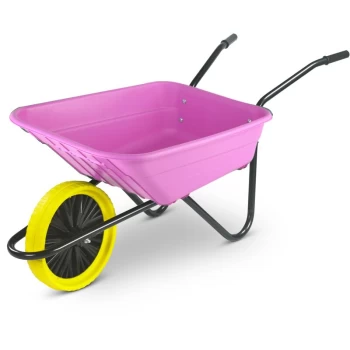 90 Litre Shire Heavy Duty Plastic Wheelbarrow Ð Pink Ð Puncture Proof Wheel