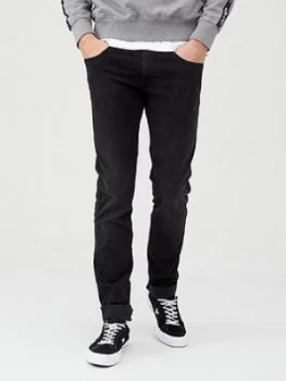 Replay Anbass Hyperflex Jeans - Black, Size 32, Inside Leg Long, Men