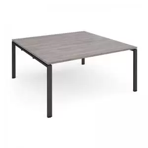 Adapt square boardroom table 1600mm x 1600mm - Black frame and grey