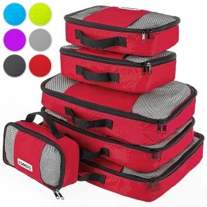Savisto Packing Cubes Suitcase Organiser 6 Piece Set - Red
