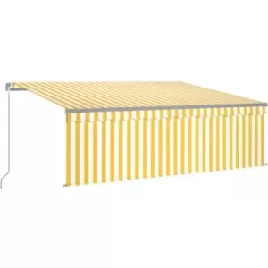 Manual Retractable Awning with Blind&LED 4x3m Yellow&White vidaXL - Yellow