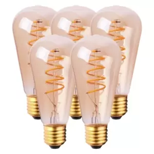 4 Watts ST64 E27 LED Bulb Vintage Warm White Dimmable, Pack of 5