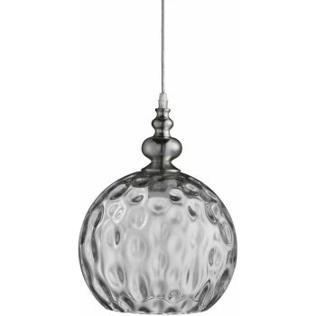 03-searchlight - Indiana round pendant lamp, in satin silver and glass