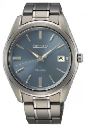 Seiko Mens Quartz Titanium Blue Dial SUR371P1 Watch