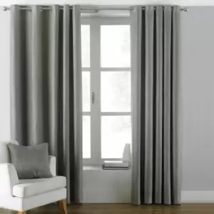 Rivapaoletti - Riva Paoletti Atlantic Woven Twill Lined Eyelet Curtains, Grey, 46 x 72 Inch