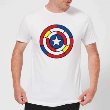 Marvel Captain America Stained Glass Shield Mens T-Shirt - White - XS