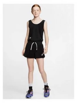 Nike NSW Girls Heritage Romper - Black/White, Size XS, 6-8 Years, Women