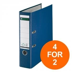 Leitz Lever Arch File Plastic 80mm Spine A4 Blue Ref 10101035 Pack 10