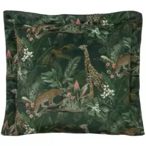 Evans Lichfield Manyara Leopard Cushion Cover (One Size) (Green)